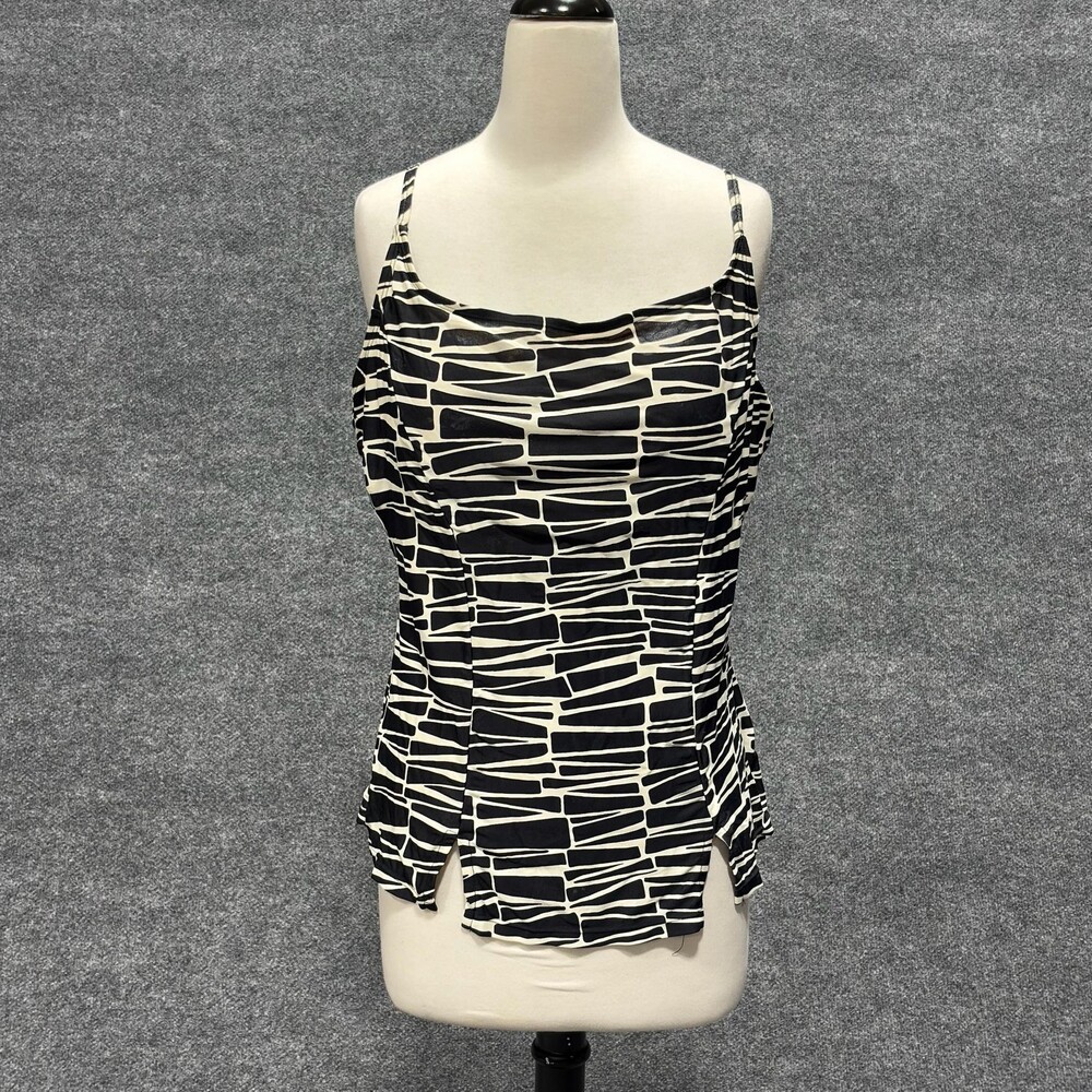 Ceeb Tankini Top Womens 18 Black White Geometric Built In Bra Lined Swim
